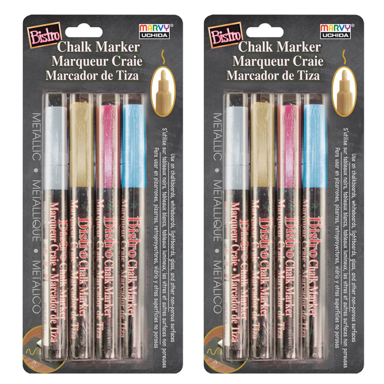Marvy® Uchida Metallic Colors Broad Point Chalk Markers Set, 2ct.
